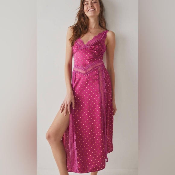 free people pink slip dress Petal Party Midi in Red So slinky slip dress featured in a printed fabrication and maxi Just Dreamy Maxi Slip Dress